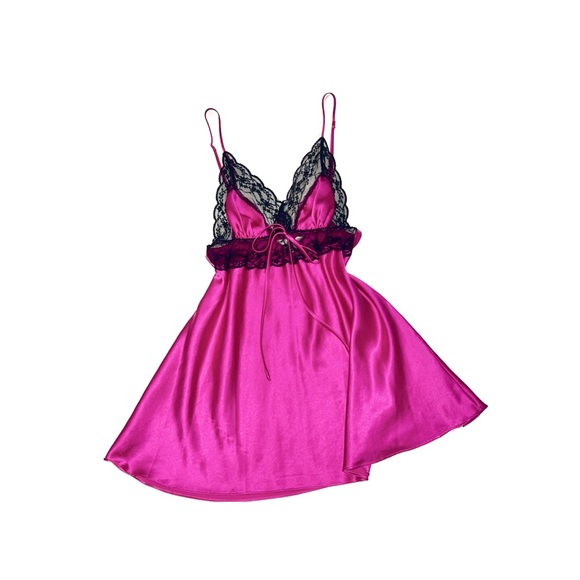 Victoria's Secret Other - Victoria’s Secret Magenta Lace Trim Satin Babydoll Slip from 2011, size medium